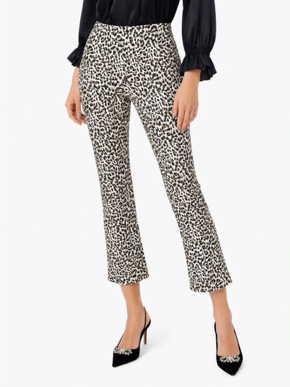 Tuckernuck Ashford Pants Womens Ivory Leopard Print Velour Cropped Size XXS